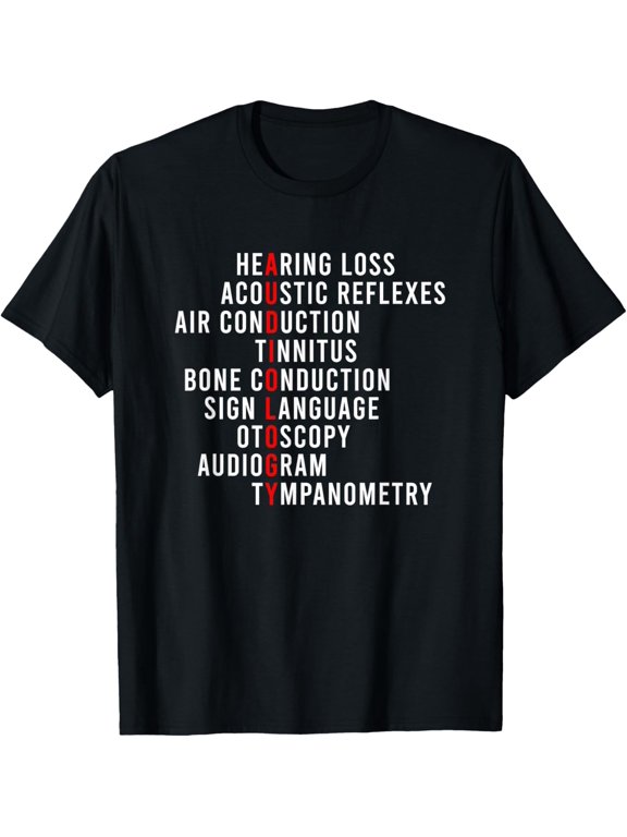 Audiologist Audiology Definition Audiologists T-Shirt men and women can wear, black, white, gifts
