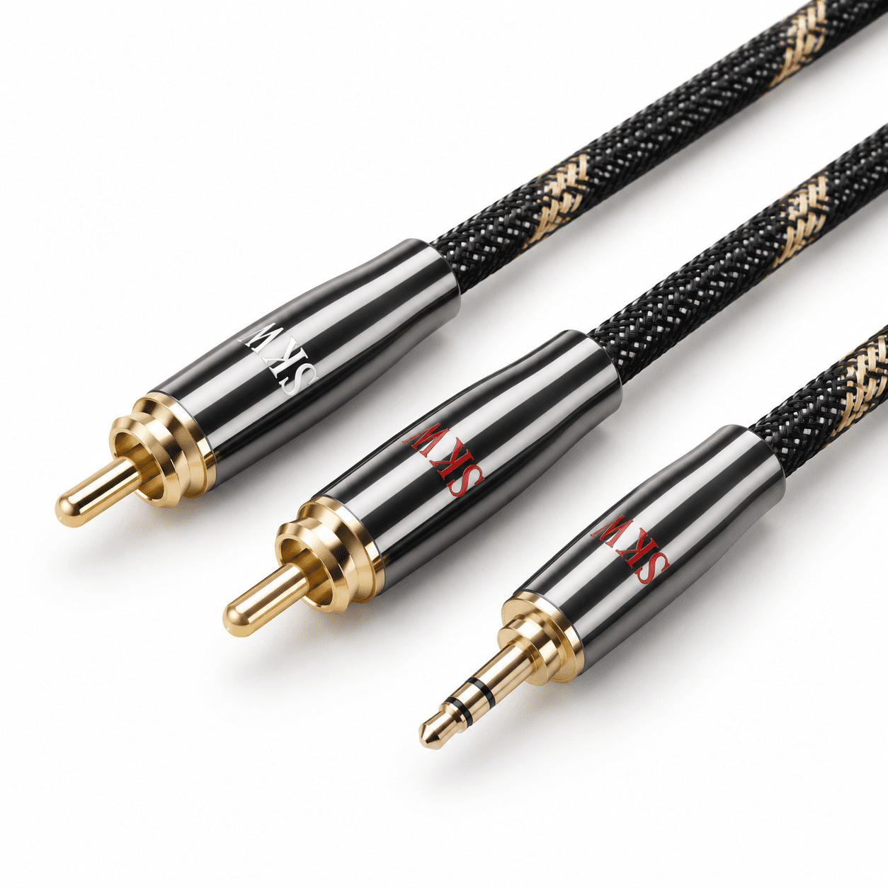 Audiophile 3.5mm to Dual RCA Y Cable, Black, 3 Meters, 1/8