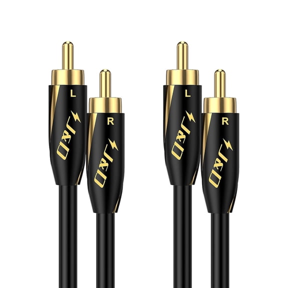 Audiophiles RCA Cable, 24 AWG 2RCA Male to Male Stereo Interconnect Audio Cord, Gold-Plated Subwoofer Cable for Home Theater, HDTV, Amplifiers, Hi-Fi Systems, Speakers, 3 Feet/90 cm
