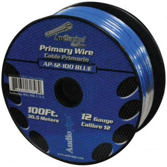 Audiopipe 12 Gauge 100' Feet Blue Car Audio Home Primary Remote Wire AP-12-100
