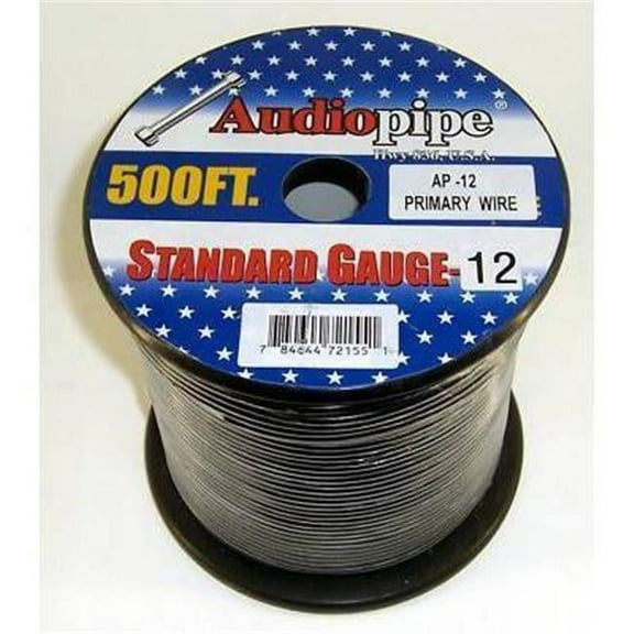Audiopipe 12 Gauge Car Audio Primary Wire (500ftBlack) Remote, Power/Ground Electrical