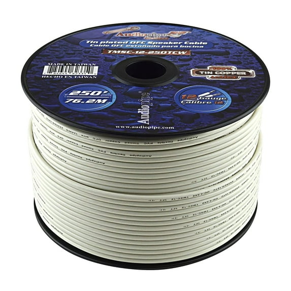 Audiopipe 12GA Stranded OFC Tinned Copper Marine Power/Ground Wire White Lot (10 Foot Coil)