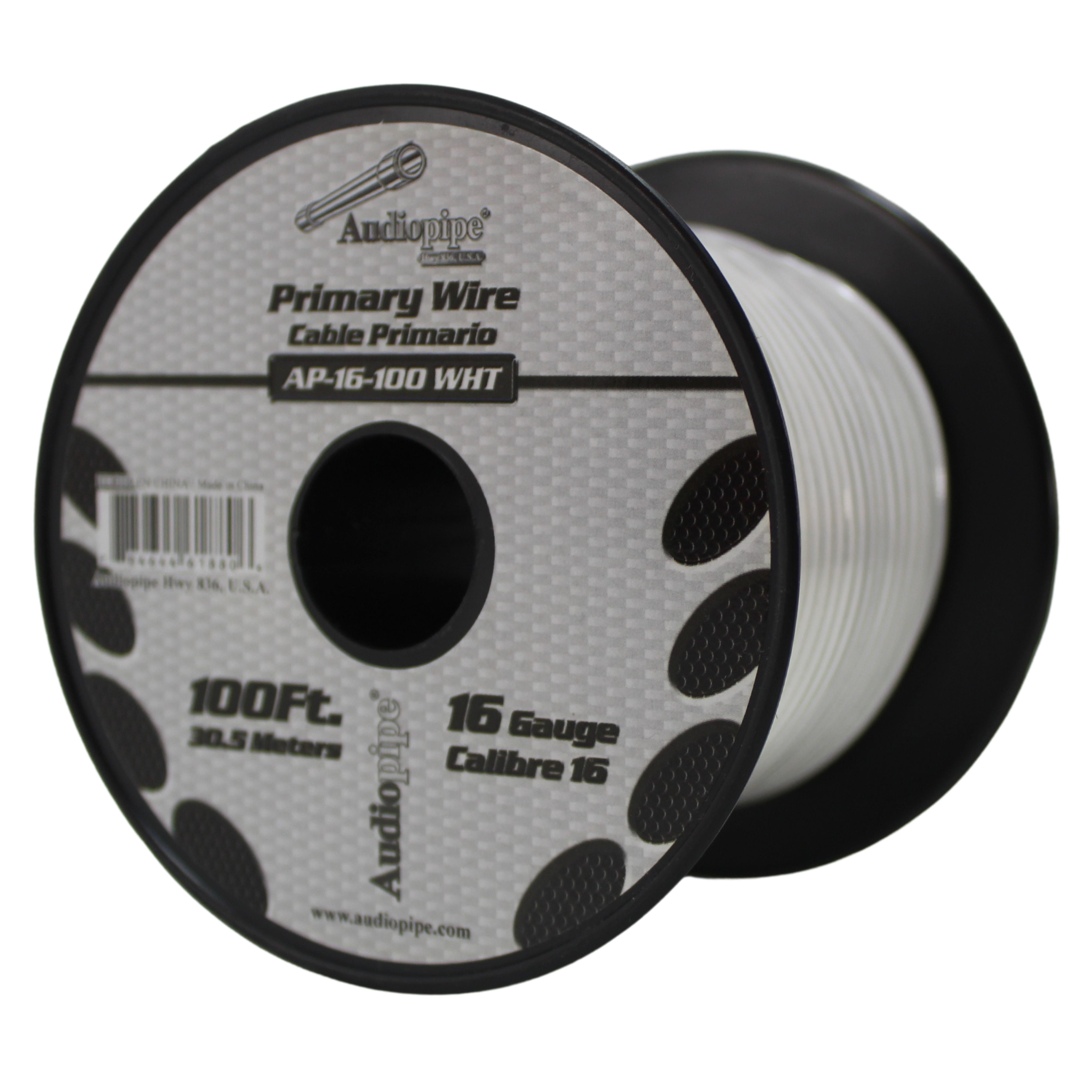 Audiopipe 16 Gauge 100 ft Spool of CCA Primary Speaker Wire White 16