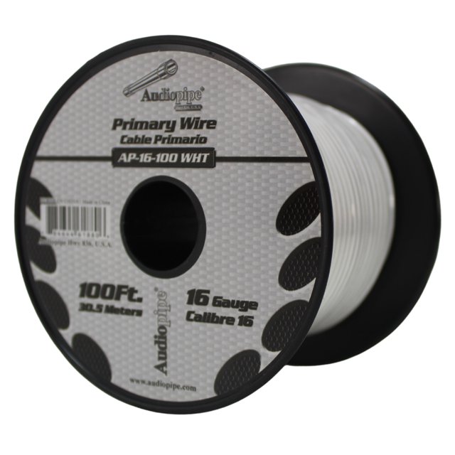 Audiopipe 16 Gauge 100 ft Spool of CCA Primary Speaker Wire White 16