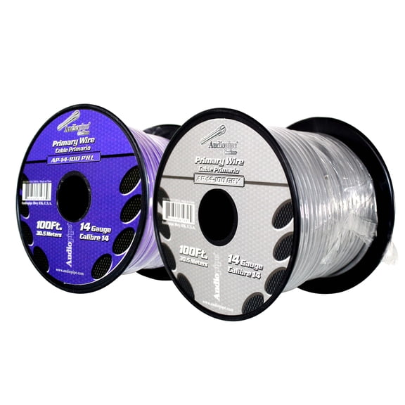 Audiopipe (2) 14ga 100ft CCA Primary Ground Power Remote Wire Spool Purple/Gray