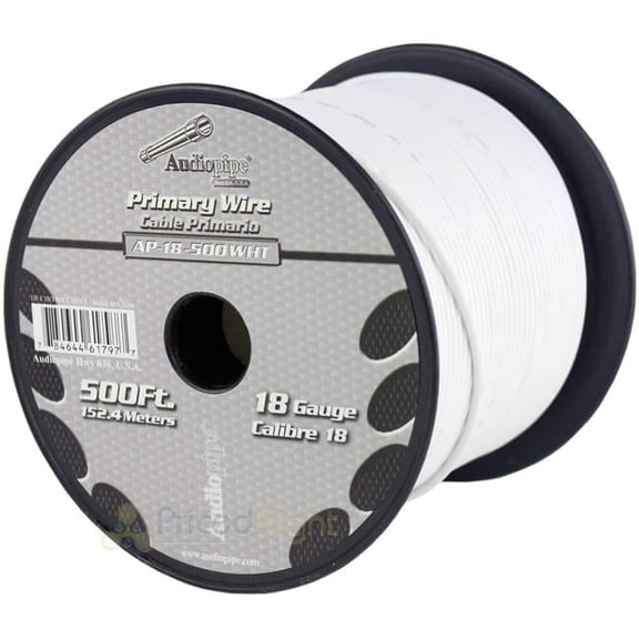 Audiopipe AP-18500WHITE 18 Gauge Primary Wire, White