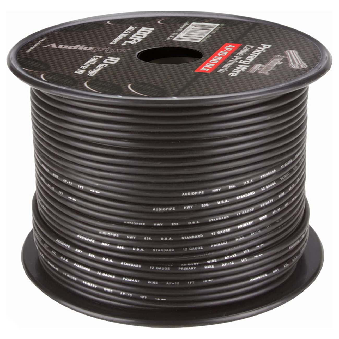 &nbsp;Audiopipe AP10100BK 100 ft. 10 Gauge Primary Automotive Wire, Black Insulated Copper Power Wire for Car Audio, Amplifier and Electrical Wiring