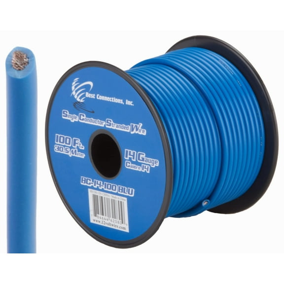 Audiopipe 14 ga 100 ft CCA Stranded Primary Ground Power Remote Wire Spool Blue