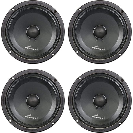 Audiopipe APMB-8SB-C 8 Inch 250 Watt MAX, 125 RMS, 8 Ohm Low/Mid Frequency Midrange Driver, Car Stereo Loudspeaker with KSV Voice Coil (4 Pack)