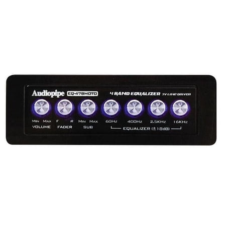 AUDIOPIPE EQ-47BMOTO 4-BAND 1/2-DIN CAR GRAPHIC EQUALIZER 7 VOLT LINE DRIVER NEW