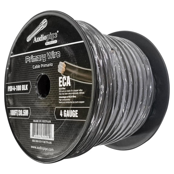 Audiopipe Flexible Power Cable 4 Gauge 100 Foot - Black