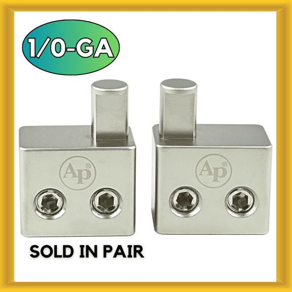 Audiopipe PB-P102 1/0-GA Amp Input Reducer With Offset Stub Aluminum Alloy Pair