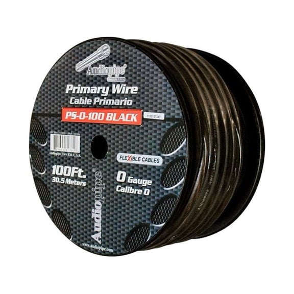 Audiopipe PS0-100BLACK 100 ft. Flexible Power Cable, Black