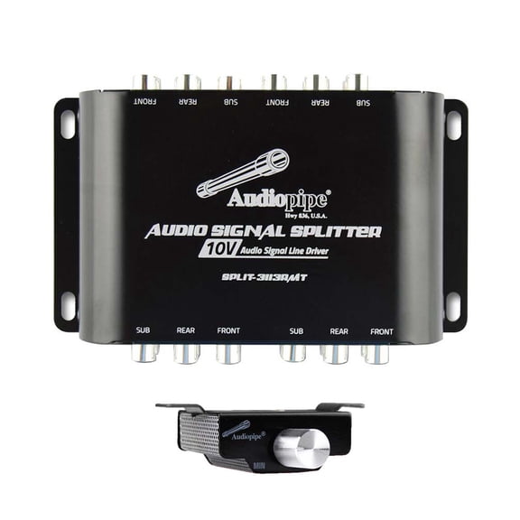 Audiopipe RCA 1 In /3 Out 10V Audio Signal Line Driver with Remote Bass Knob