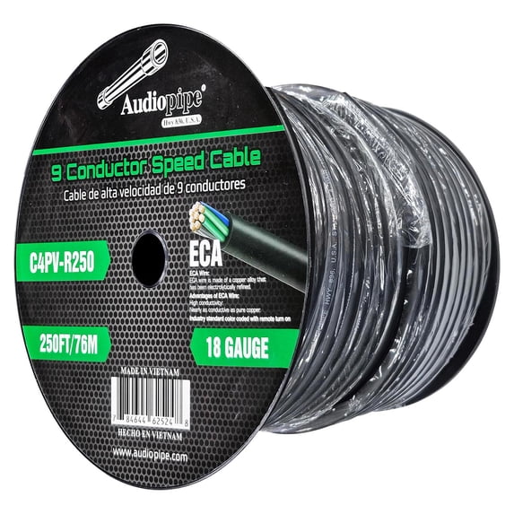 Audiopipe “Speed Cable” 9 Conductor 18-Gauge 250 Feet Speed Cable ...
