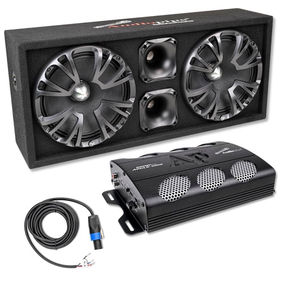Audiopipe Loaded 10" 2x Mid-Range + 2x Driver Combo with 500W 2-Channel Amplifier