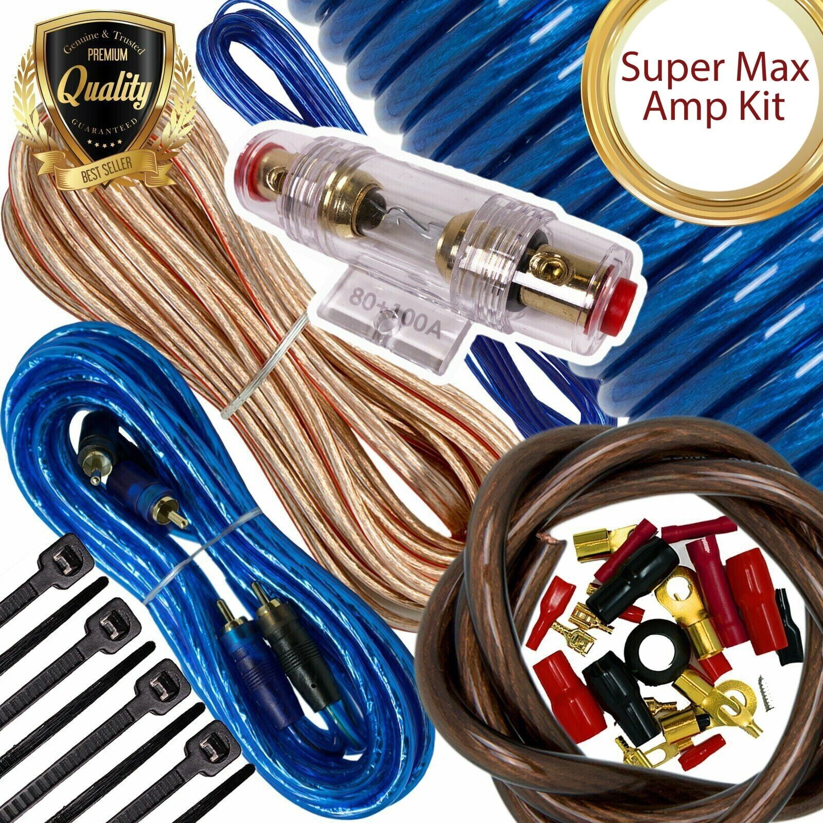 Audiotek 4 Gauge Amp Kit Amplifier Install Wiring 4 Ga Wire UP TO 4500W Audiotek 4 Gauge Amp Kit Amplifier Install Wiring 4 Ga Wire UP TO 4500W