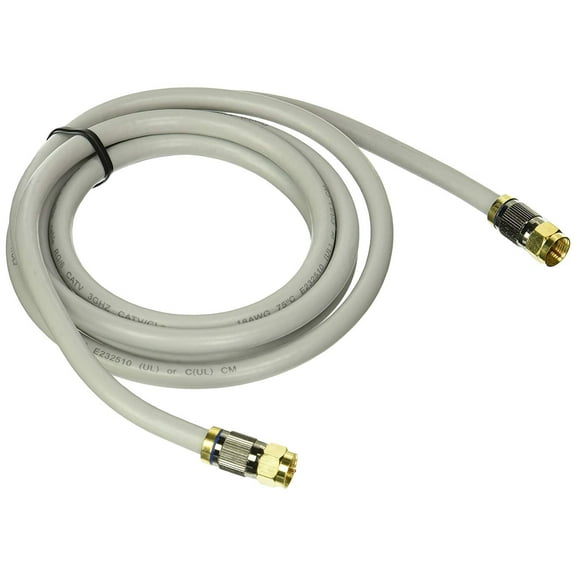 RCA Digital Quad RG6 Coaxial Cable - 6 Ft, Gray