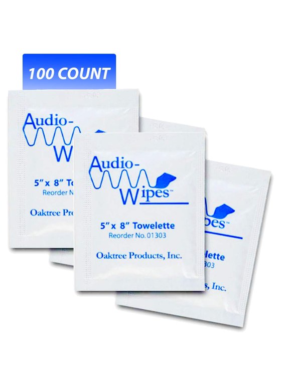 Audiologists Choice Individually Wrapped Audio Wipes 100 Pack, Alcohol-Free Hearing Aid & Earmold Cleaning Wipes, Quick-Dry, Portable Singles