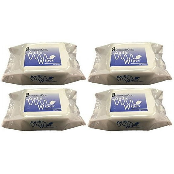Audiologist's Choice Audiowipes Towelettes Portable Pouch, 4-Pack Alcohol-Free Cleaning Wipes for Hearing Aids and Accessories