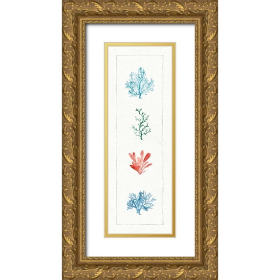 Audit, Lisa 11x24 Gold Ornate Wood Framed with Double Matting Museum Art Print Titled - Water Coral VIII