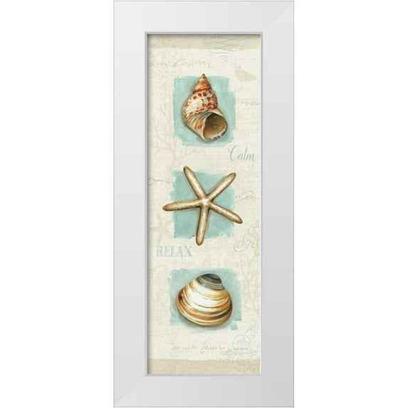 Audit, Lisa 11x24 White Modern Wood Framed Museum Art Print Titled - Coastal Jewels Panel I