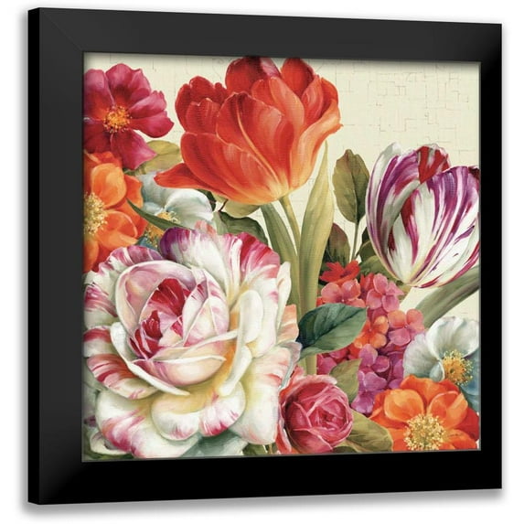 Audit, Lisa 12x12 Black Modern Framed Museum Art Print Titled - Garden View Tossed - Florals