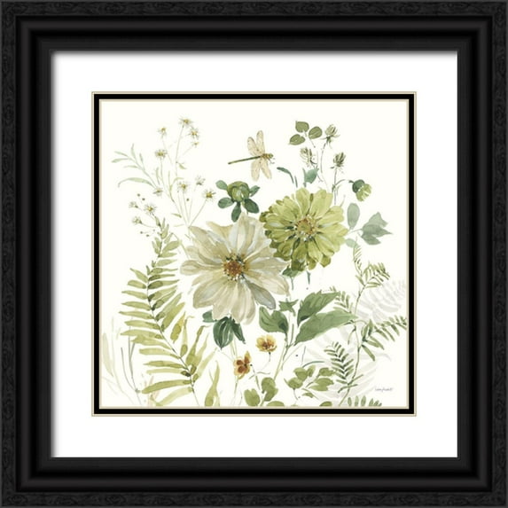 Audit, Lisa 12x12 Black Ornate Wood Framed with Double Matting Museum Art Print Titled - Green Fields III