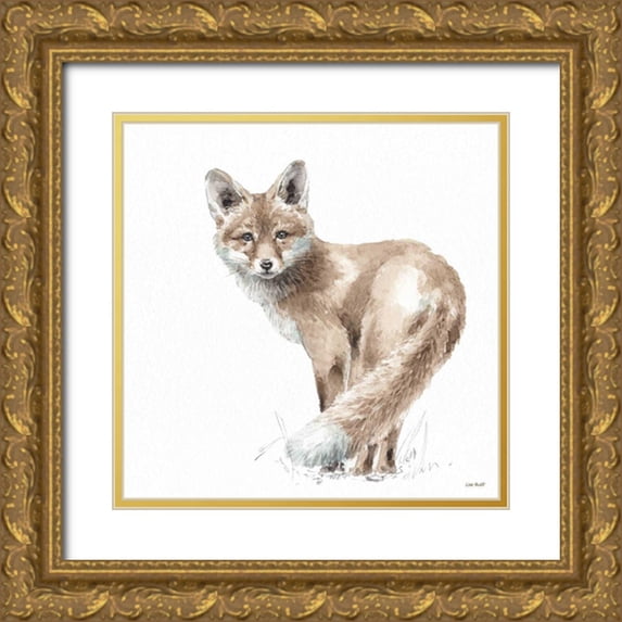 Audit, Lisa 12x12 Gold Ornate Wood Framed with Double Matting Museum Art Print Titled - Forest Friends XI