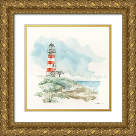 Audit, Lisa 12x12 Gold Ornate Wood Framed with Double Matting Museum Art Print Titled - Seaside Journey III