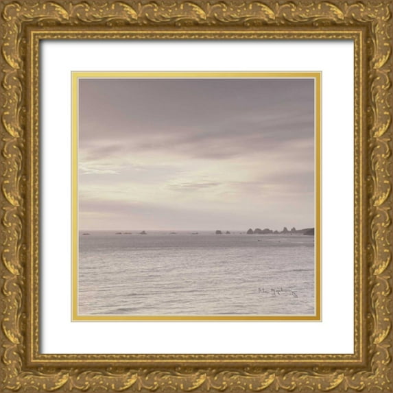 Audit, Lisa 12x12 Gold Ornate Wood Framed with Double Matting Museum Art Print Titled - Shoreline Triptych Center