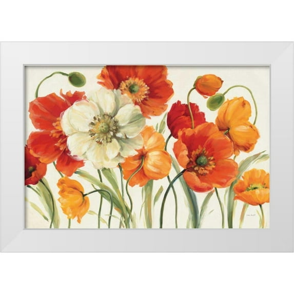 Audit, Lisa 14x11 White Modern Wood Framed Museum Art Print Titled - Poppies Melody I