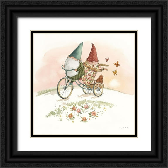 Audit, Lisa 15x15 Black Ornate Wood Framed with Double Matting Museum Art Print Titled - Everyday Gnomes VIII-Bicycle