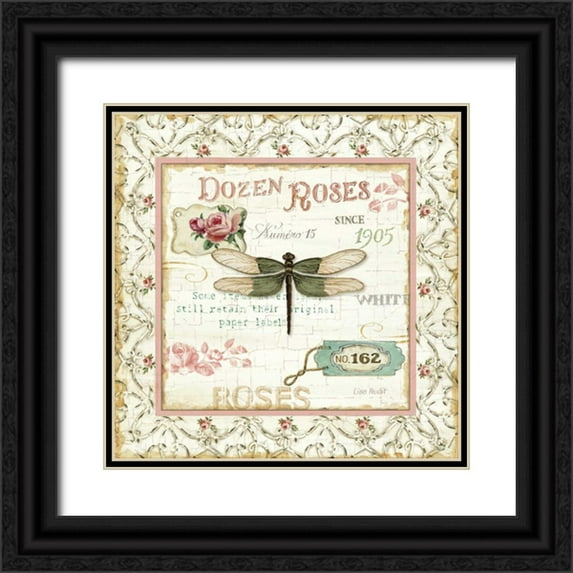 Audit, Lisa 15x15 Black Ornate Wood Framed with Double Matting Museum Art Print Titled - Rose Garden VI