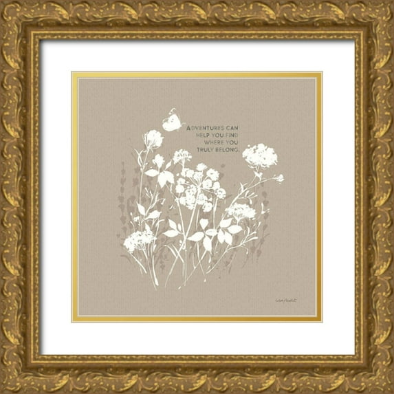 Audit, Lisa 15x15 Gold Ornate Wood Framed with Double Matting Museum Art Print Titled - Au Naturel IX on Beige