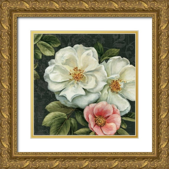 Audit, Lisa 15x15 Gold Ornate Wood Framed with Double Matting Museum Art Print Titled - Floral Damask III