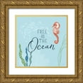 thumbnail image 1 of Audit, Lisa 15x15 Gold Ornate Wood Framed with Double Matting Museum Art Print Titled - Free As the Ocean IX on Blue, 1 of 4