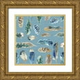 thumbnail image 1 of Audit, Lisa 15x15 Gold Ornate Wood Framed with Double Matting Museum Art Print Titled - Indigold Feathers Turquoise, 1 of 4