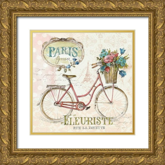 Audit, Lisa 15x15 Gold Ornate Wood Framed with Double Matting Museum Art Print Titled - Paris Forever II