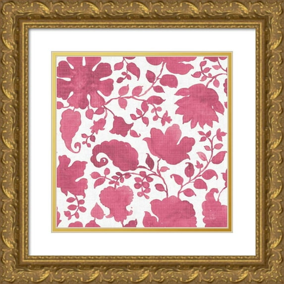 Audit, Lisa 15x15 Gold Ornate Wood Framed with Double Matting Museum Art Print Titled - Pink Garden Step 03A