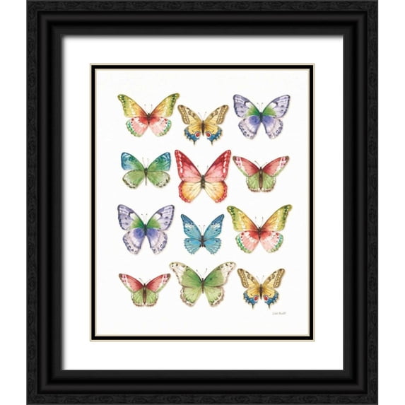 Audit, Lisa 15x18 Black Ornate Wood Framed with Double Matting Museum Art Print Titled - Colorful Breeze Butterflies