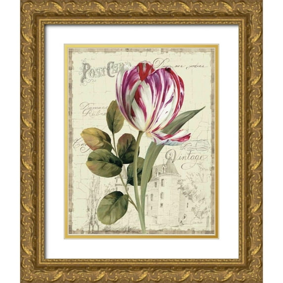 Audit, Lisa 15x18 Gold Ornate Wood Framed with Double Matting Museum Art Print Titled - Garden View II - Tulip