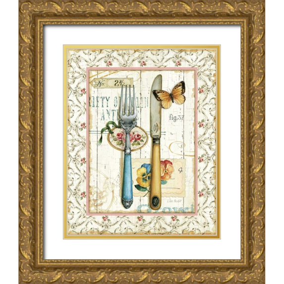 Audit, Lisa 15x18 Gold Ornate Wood Framed with Double Matting Museum Art Print Titled - Rose Garden Utensils I
