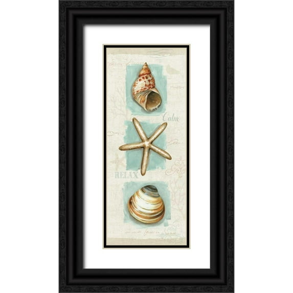 Audit, Lisa 15x32 Black Ornate Wood Framed with Double Matting Museum Art Print Titled - Coastal Jewels Panel I