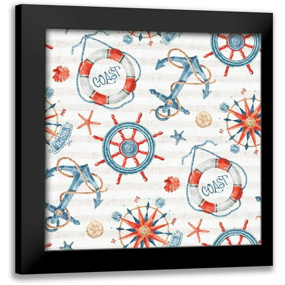 Audit, Lisa 20x20 Black Modern Framed Museum Art Print Titled - Nautical Life Step 02A