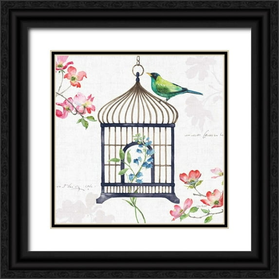 Audit, Lisa 20x20 Black Ornate Wood Framed with Double Matting Museum Art Print Titled - Dogwood Garden VI Navy