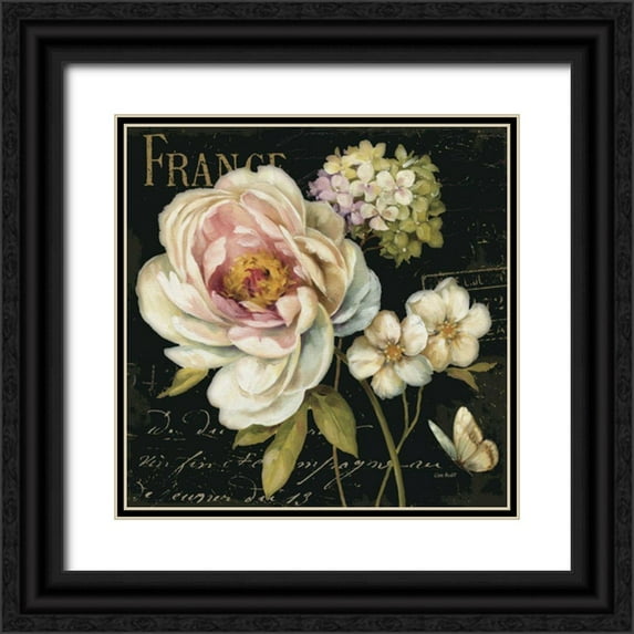 Audit, Lisa 20x20 Black Ornate Wood Framed with Double Matting Museum Art Print Titled - Marche de Fleurs on Black
