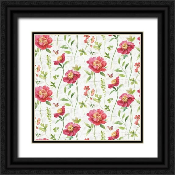 Audit, Lisa 20x20 Black Ornate Wood Framed with Double Matting Museum Art Print Titled - Pink Garden Step 01