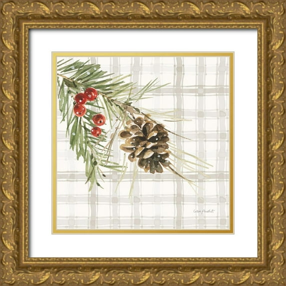 Audit, Lisa 20x20 Gold Ornate Wood Framed with Double Matting Museum Art Print Titled - Poinsettia Village VI