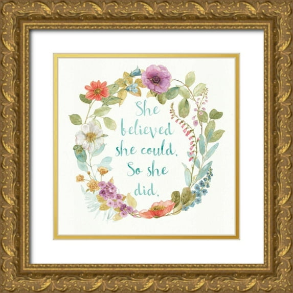 Audit, Lisa 20x20 Gold Ornate Wood Framed with Double Matting Museum Art Print Titled - Rainbow Seeds Wreath I
